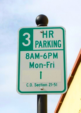 3 hour parking sign (c)